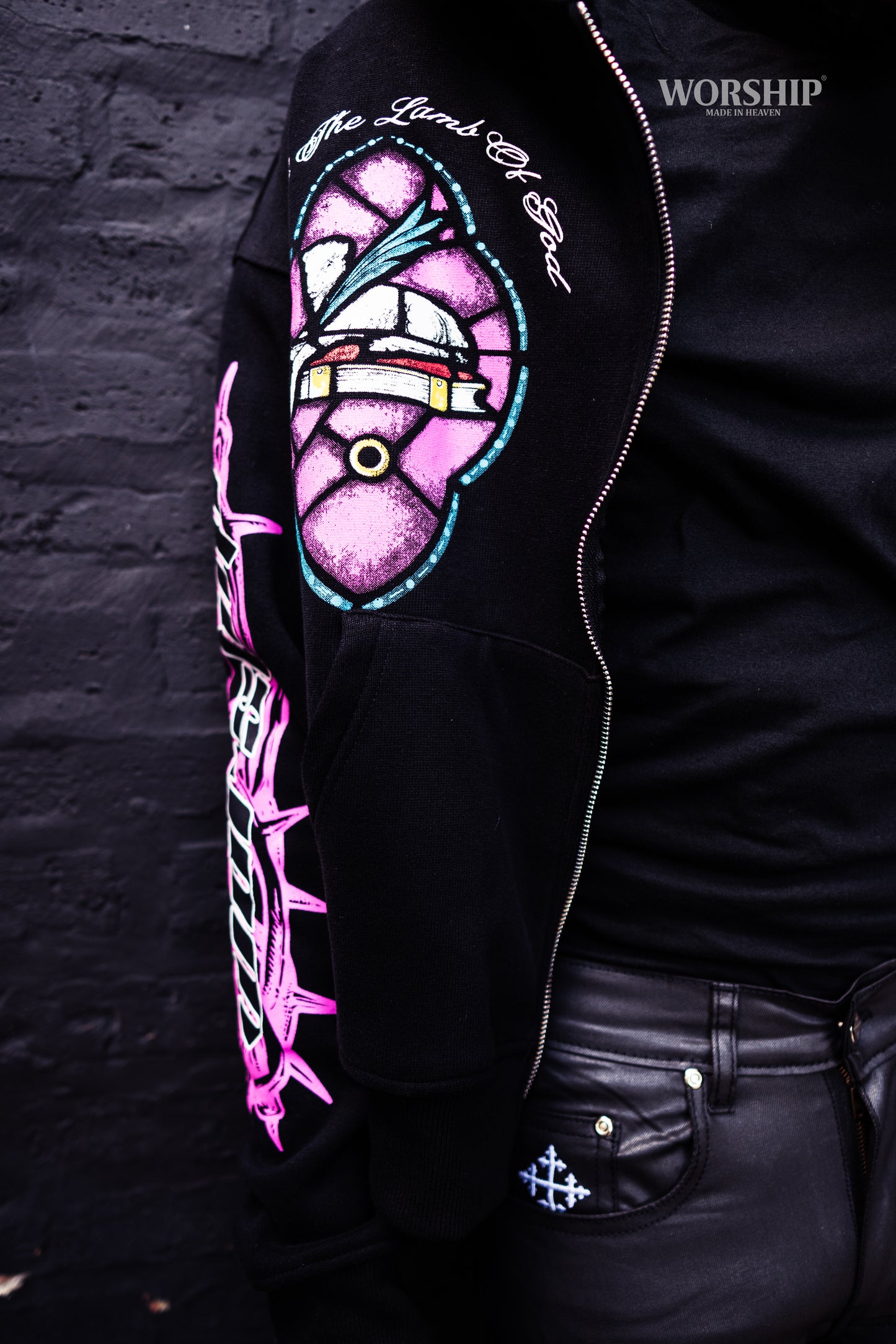 Stained Glass Lamb Zip Hoodie