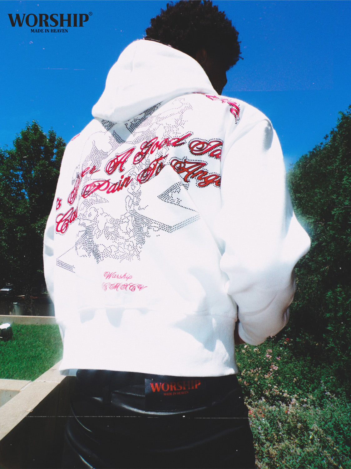 Made In Heaven Rhinestone Hoodie (White)