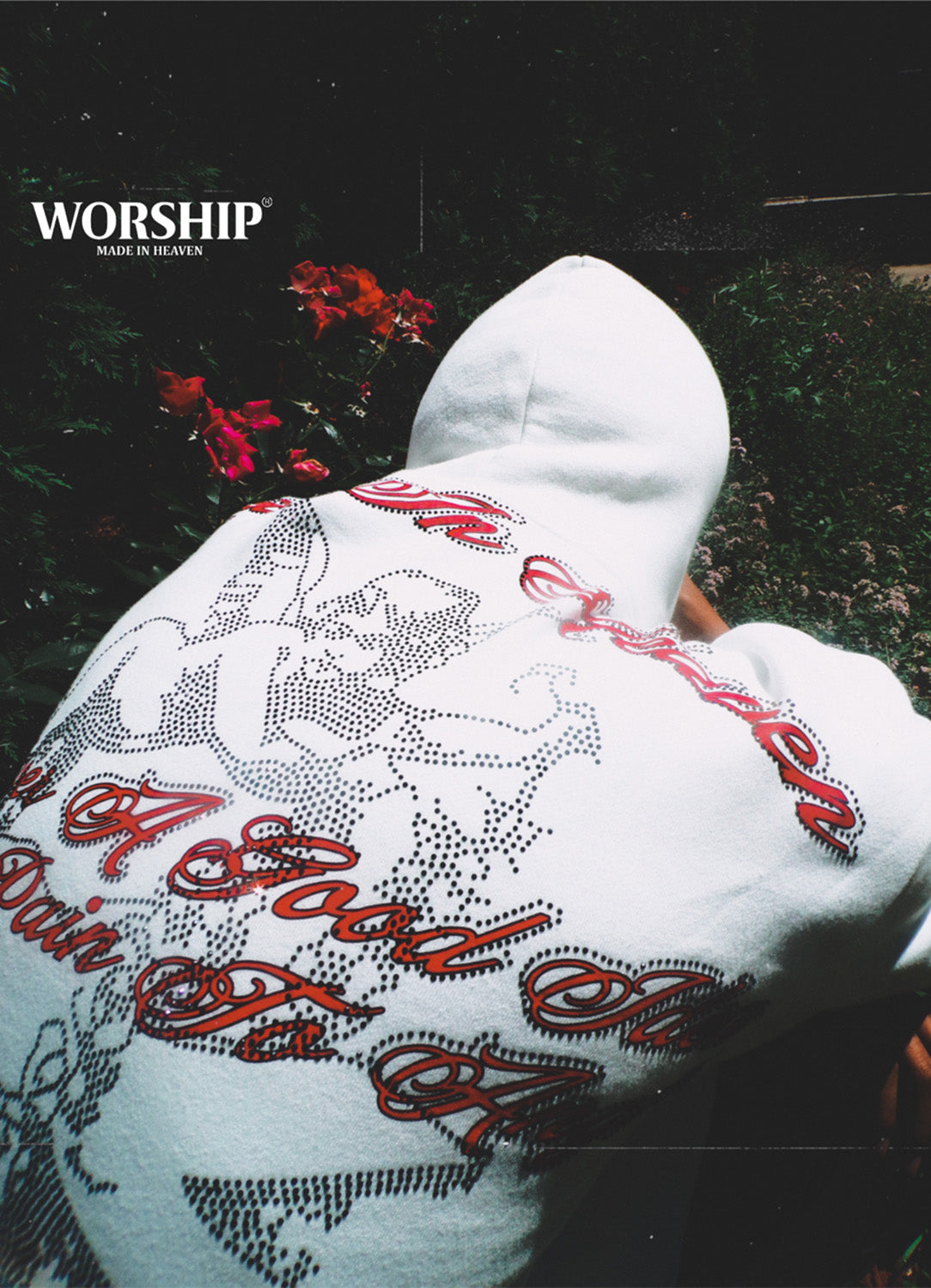 Made In Heaven Rhinestone Hoodie (White)